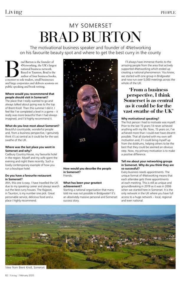 My Somerset magazine interview with Brad Burton, published in February 2020
