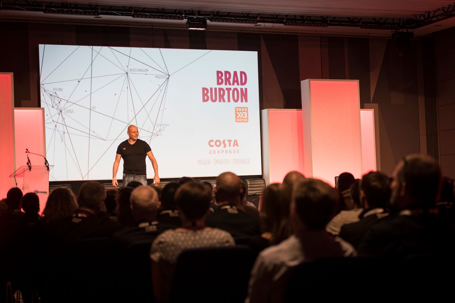 Brad keynoting for Costa Express - Bigger, Smarter, Stronger - to a packed international audience