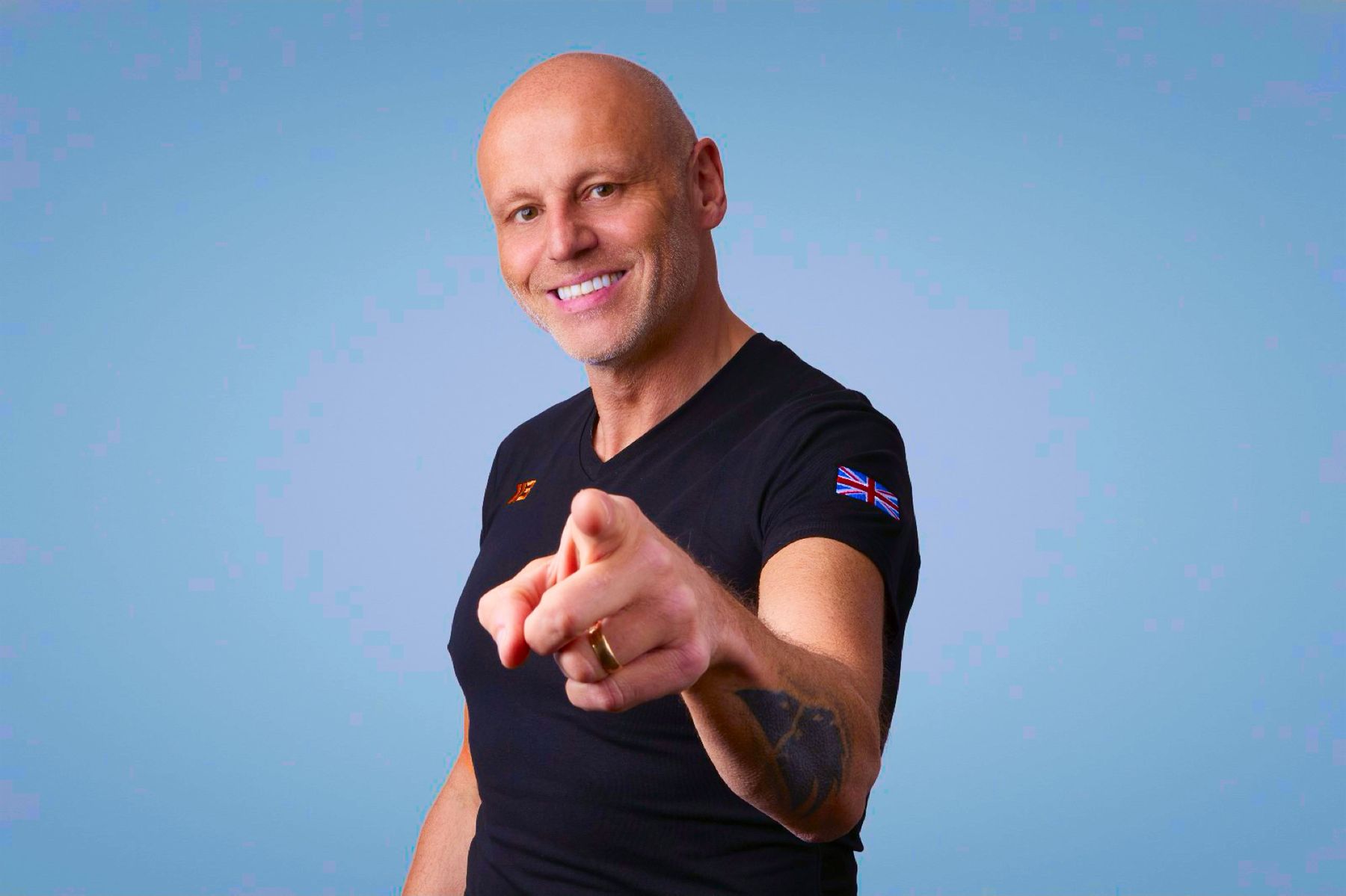 Brad Pointing Blue Portrait